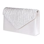 Fest  clutch - Merion, hvid diamant - sød festtaske i satin med glitrende sten 306